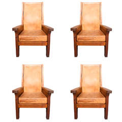 A Set of Four Robert Mouseman Thompson Arm Chairs