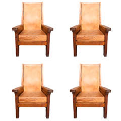 Ensemble de quatre fauteuils de Robert Mouseman Thompson