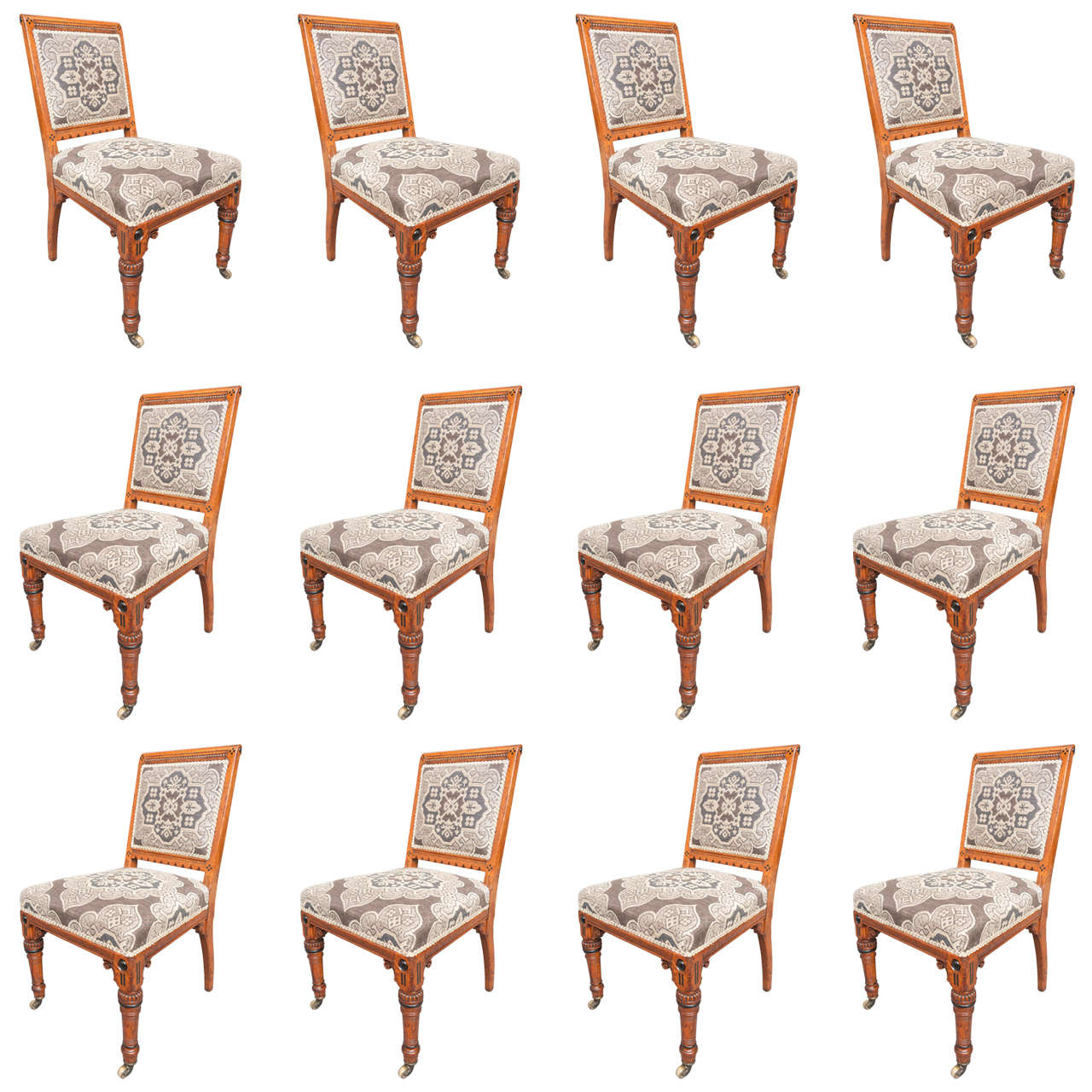 James Lamb set of twelve Arts and Crafts dining chairs, England circa 1890 For Sale
