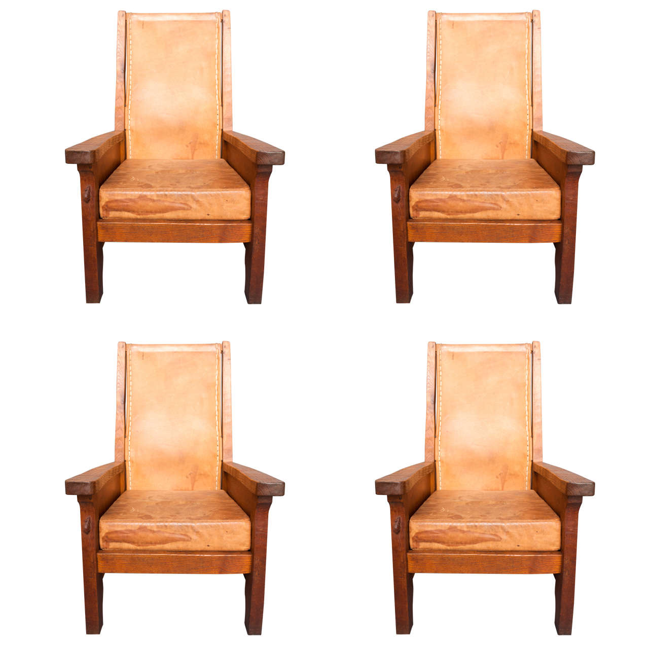 A Set of Four Robert Mouseman Thompson Arm Chairs at 1stDibs