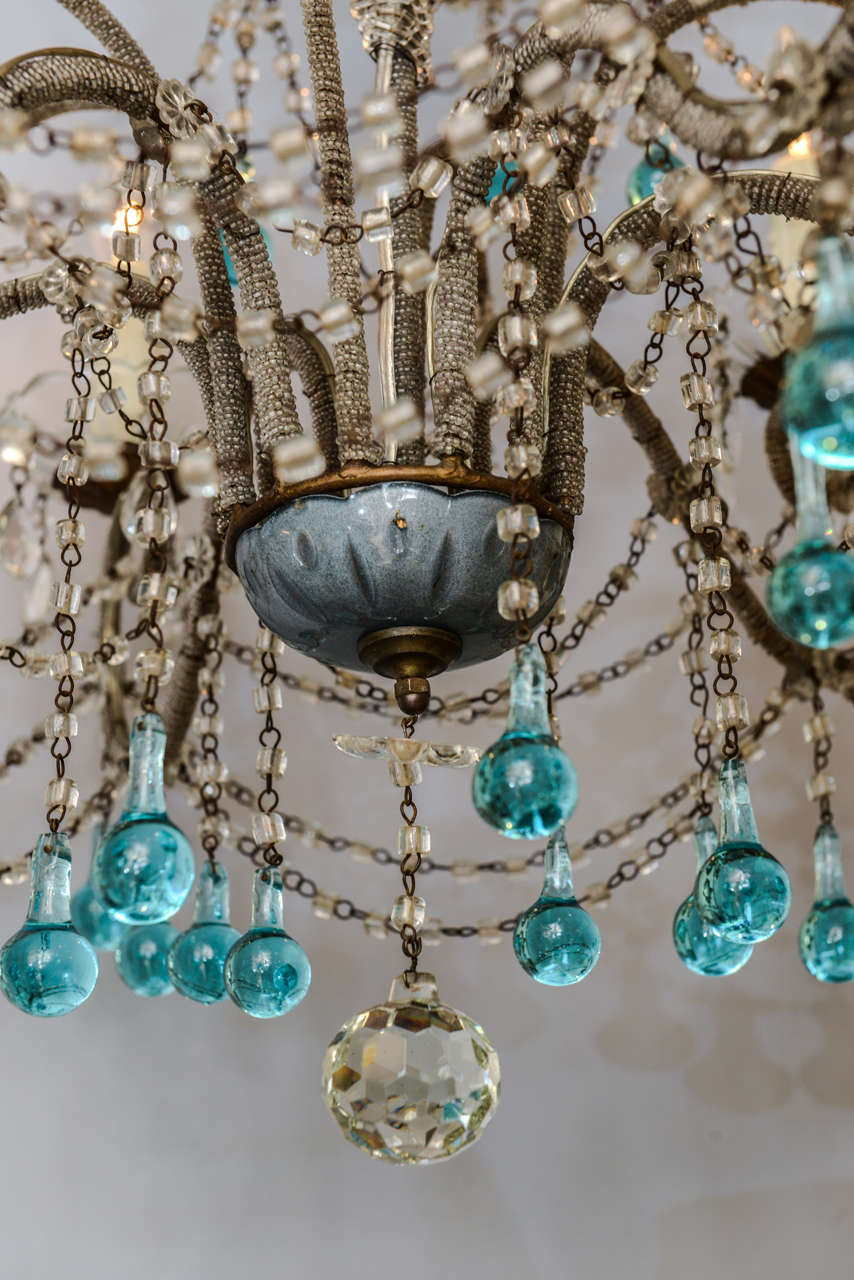 turquoise beaded chandelier