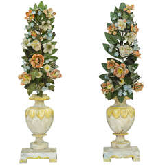 Pair of Polychromed Tole Porta Palma