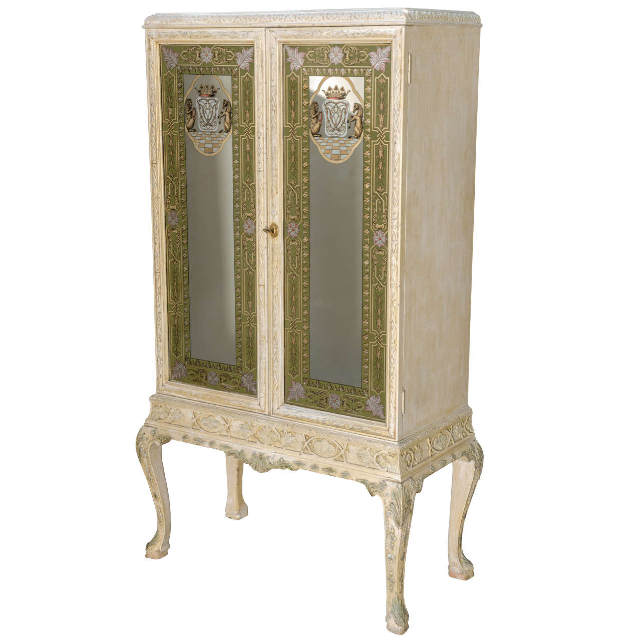 Painted Cabinet with Eglomise Doors