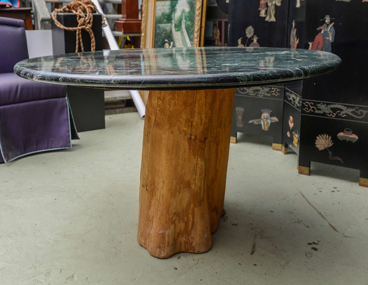 tree trunk dining table