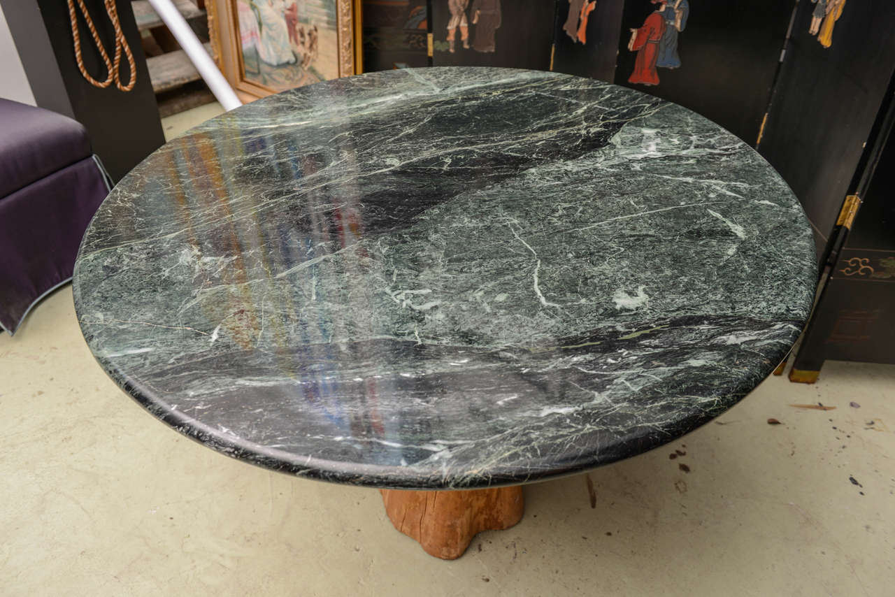 American Organic Michael Taylor Tree Trunk Marble Dining Table, Mid-Century Modern For Sale