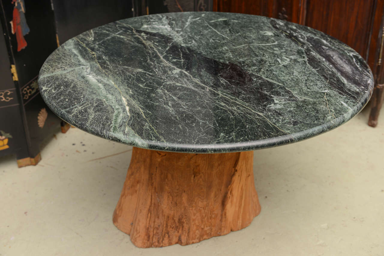 Organic Michael Taylor Tree Trunk Marble Dining Table, Mid-Century Modern In Good Condition For Sale In West Palm Beach, FL