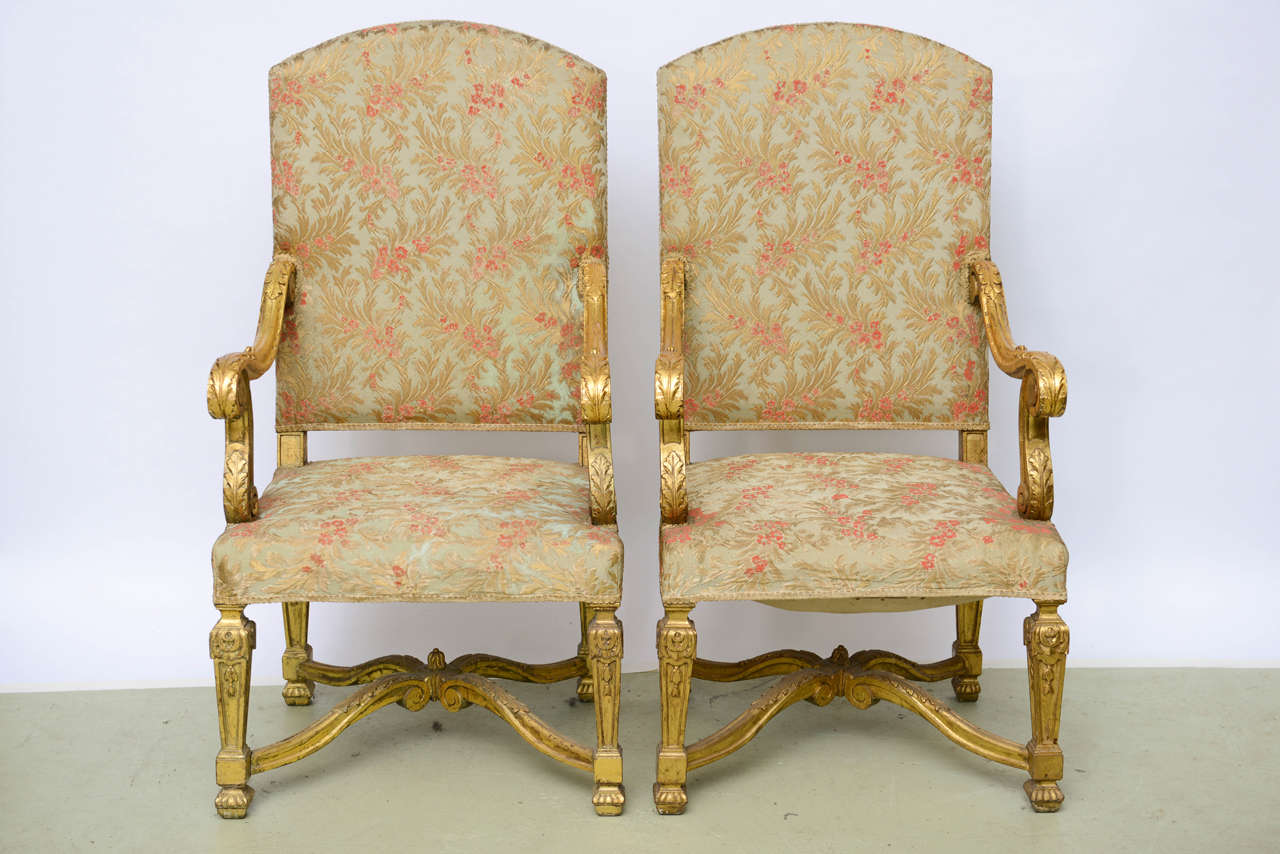 Palatial French Giltwood Throne Chairs  19h century- Vanderbilt Provenance