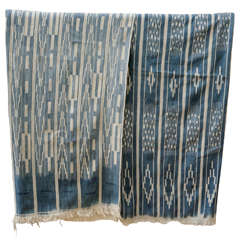 Vintage Ivory Coast Indigo Batik Panel Throws. 