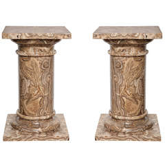 A Pair of Round Agate Pedestals