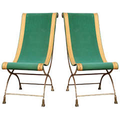 A Pair of French Empire Style Campaign Chairs
