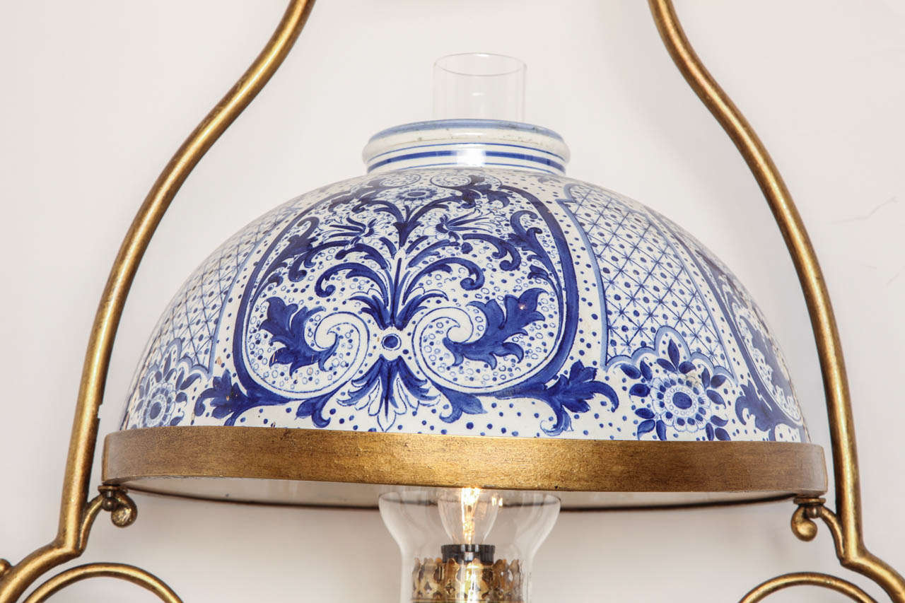 Single-Light Dutch Delft Fixture In Excellent Condition In New York, NY