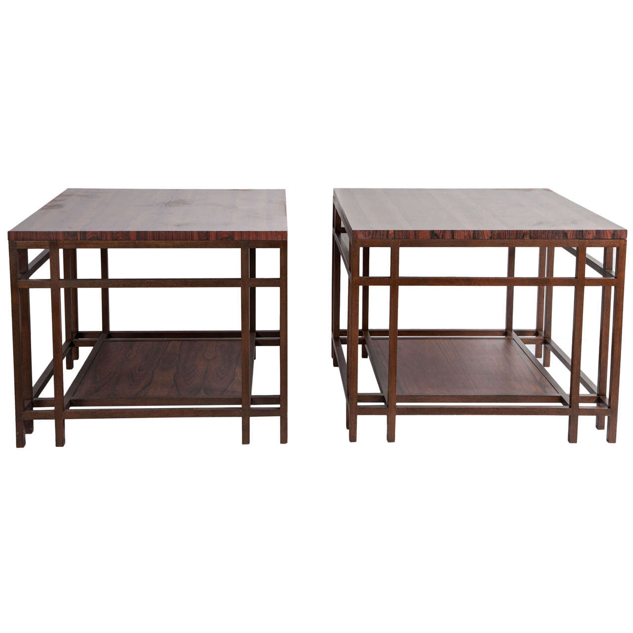 Rosewood and Walnut Side Tables by Baker