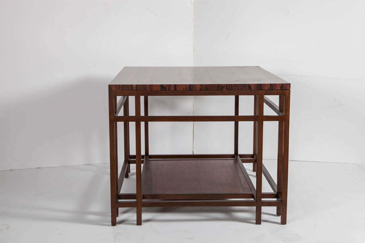 Mid-20th Century Rosewood and Walnut Side Tables by Baker