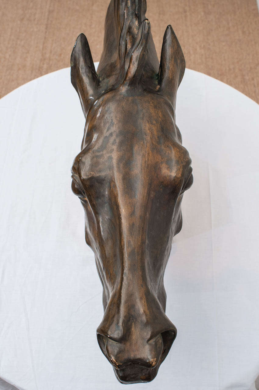 Renaissance Italian Bronzed Terracotta Horse Head For Sale