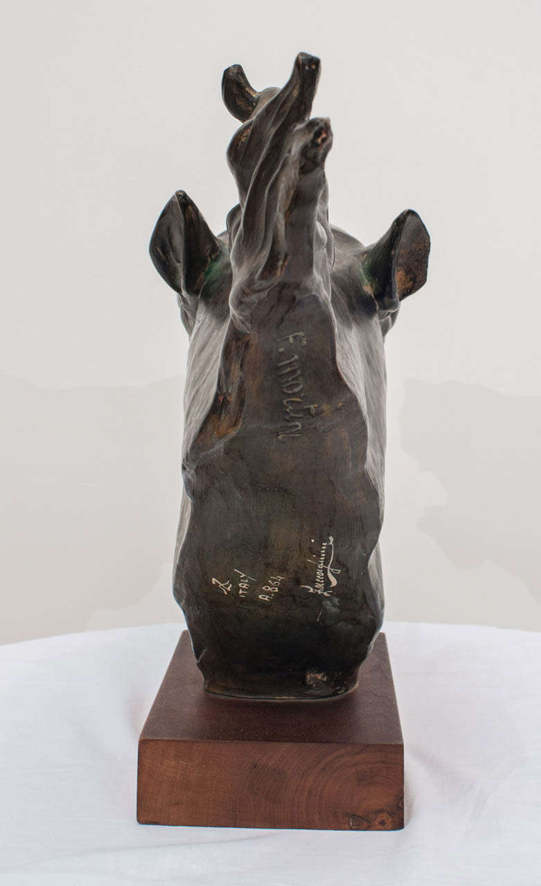 Late 20th Century Italian Bronzed Terracotta Horse Head For Sale