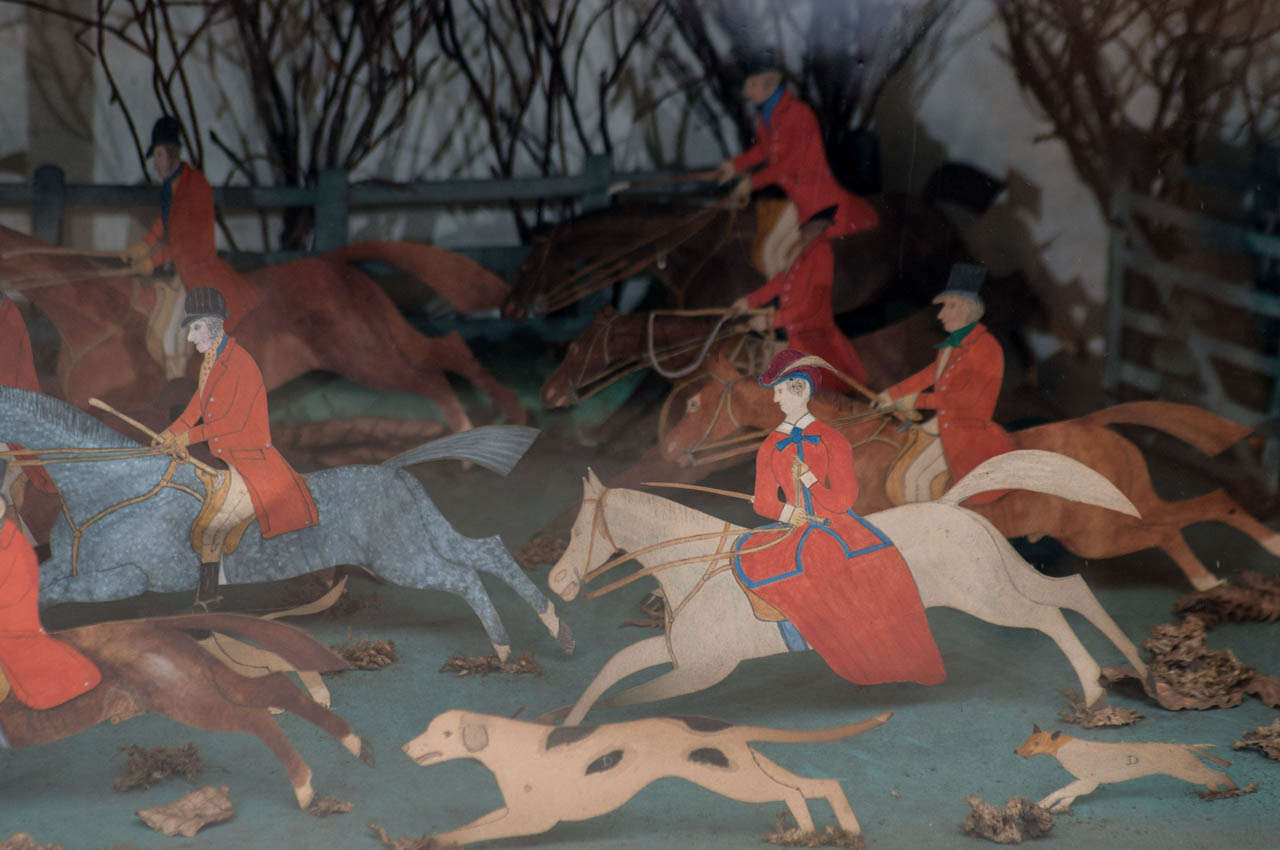 Boîte d'ombres de chasse à la renard anglaise du 19ème siècle Diorama Excellent état - En vente à Kensington, MD