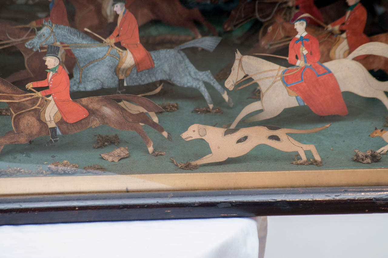 19th Century English Fox Hunt Shadowbox Diorama In Excellent Condition For Sale In Kensington, MD