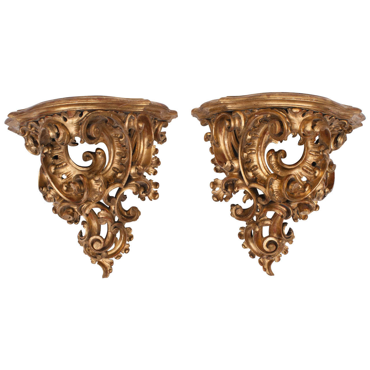 Pair of Large Baroque Period Wall Brackets For Sale