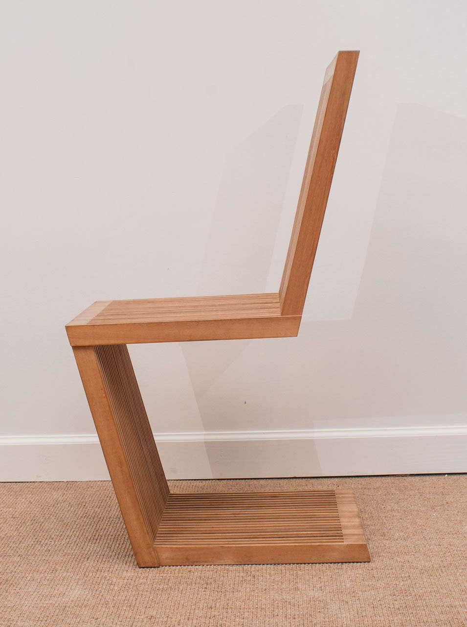 Unknown Set of Four Slatted Wood Cantilevered Chairs For Sale