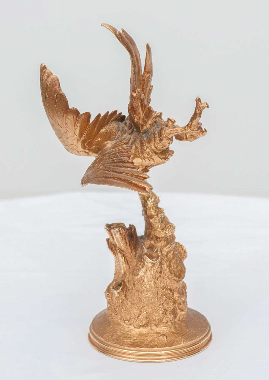 19th c Bronze Dore perched bird