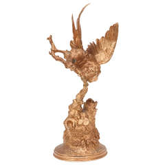 19th c Bronze Dore perched bird