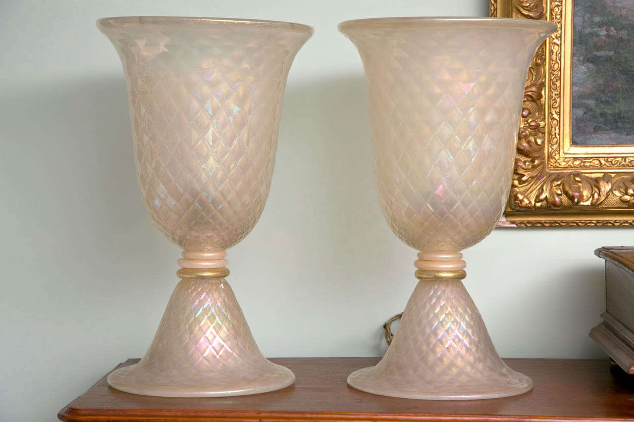 Pair of Fine Vintage Up-Light Table Lamps by Seguso 2