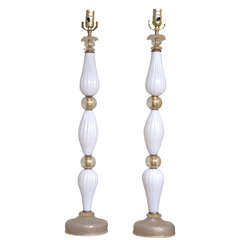 Pair of Tall Vintage Murano Lamps by Barovier