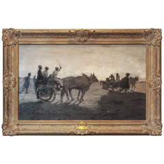 Antique Oil on Canvas by Frederic Remington titled "The Caravan"