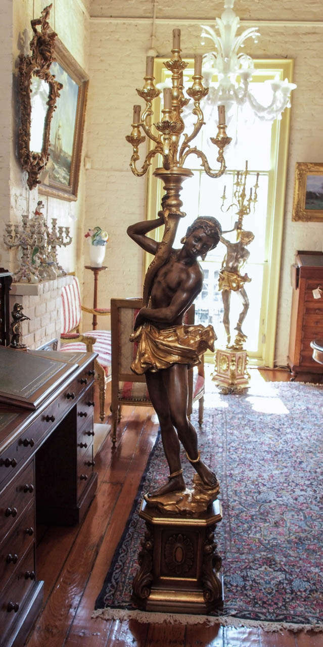 Pair of Florentine Hand Carved & Hand Painted Blackamoor's