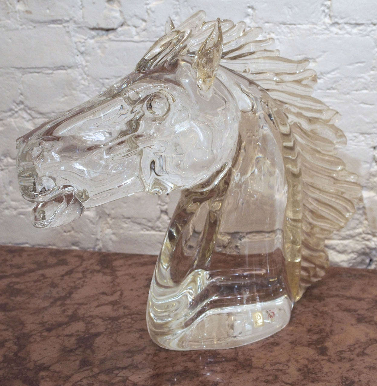 Italian Pair of Horse Heads by Venetian Glassmaster Zanetti For Sale