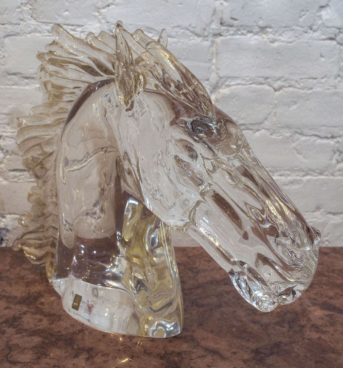 Pair of Horse Heads by Venetian Glassmaster Zanetti In Excellent Condition For Sale In New Orleans, LA