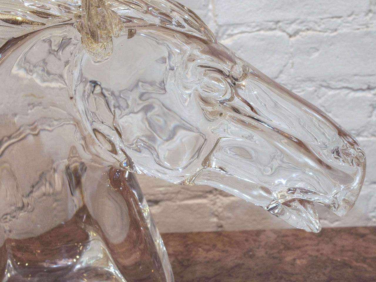 Pair of Horse Heads by Venetian Glassmaster Zanetti For Sale 2