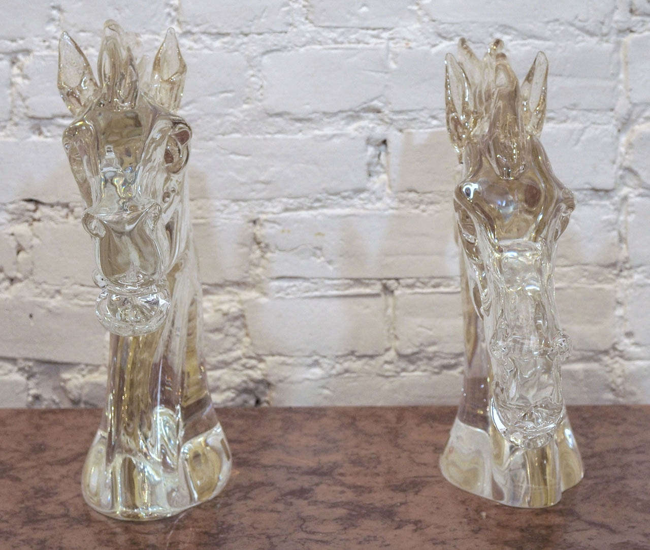 Pair of Horse Heads by Venetian Glassmaster Zanetti For Sale 5