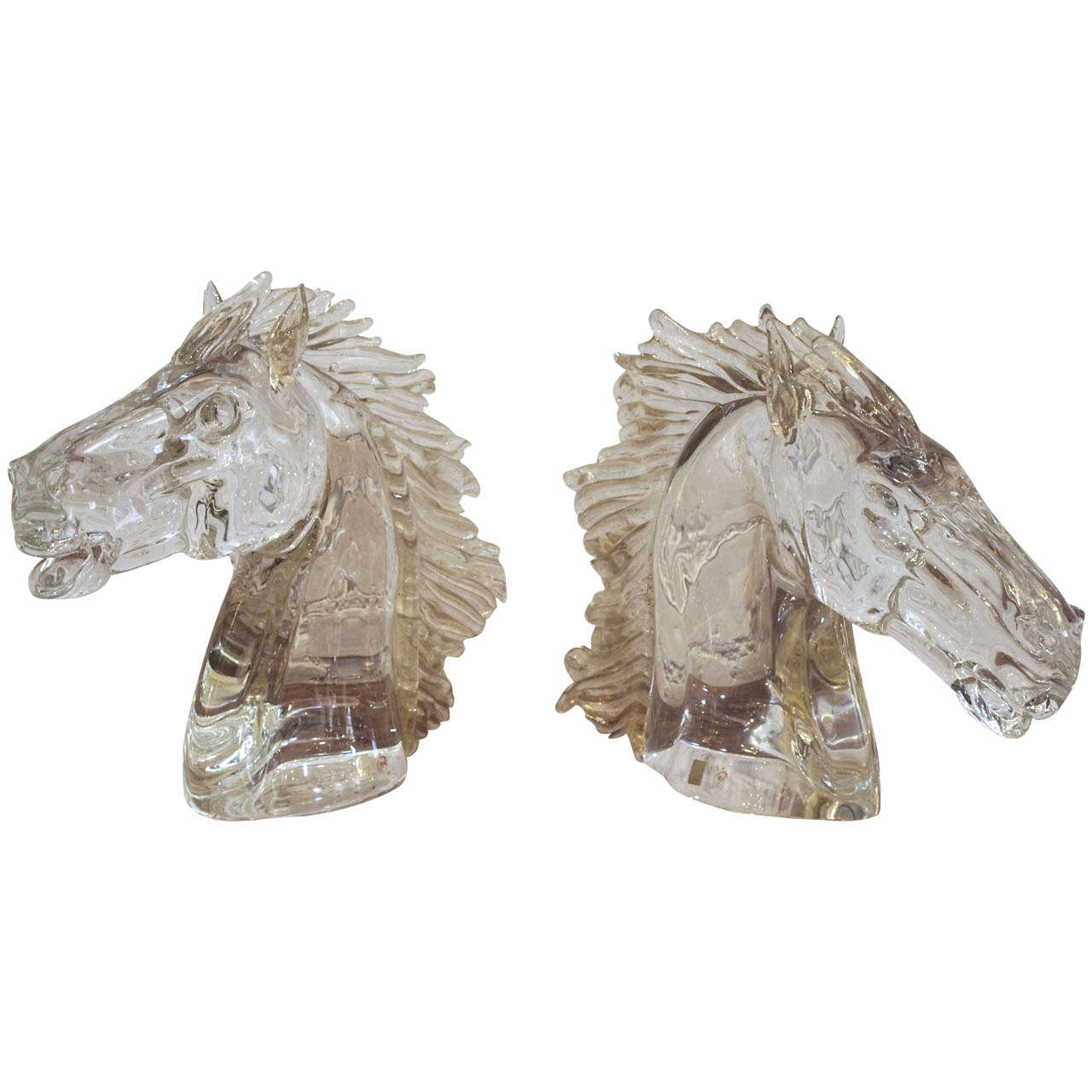 Pair of Horse Heads by Venetian Glassmaster Zanetti For Sale
