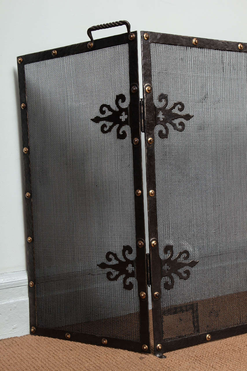 British Arts and Crafts Folding Fire Screen