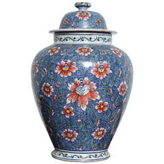 18th Century Polychrome Delft Lidded Jar