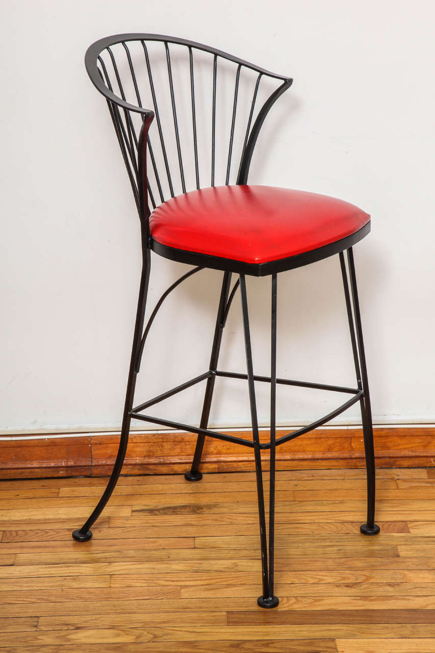 Signed Russell Woodard Bar Stools In Good Condition For Sale In Princeton, NJ
