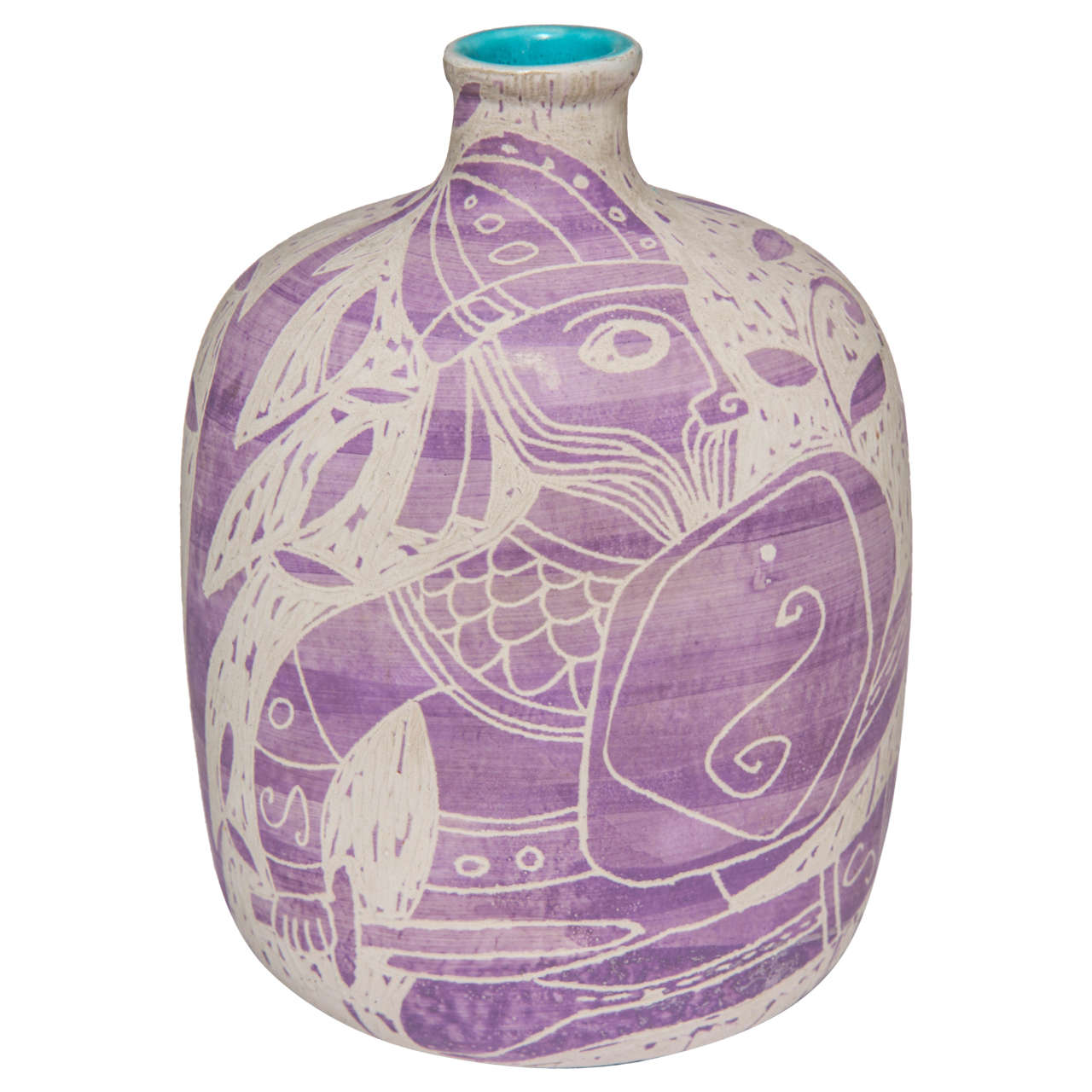 Double-Signed Warrior Vase by Fantoni For Sale
