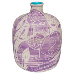 Double-Signed Warrior Vase by Fantoni