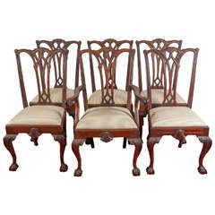 Six Chippendale Revival Dining Chairs