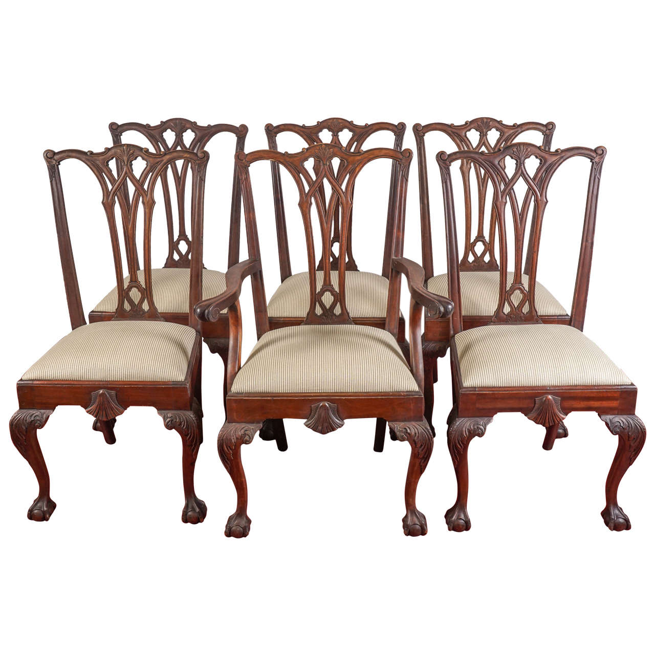 Six Chippendale Revival Dining Chairs at 1stDibs