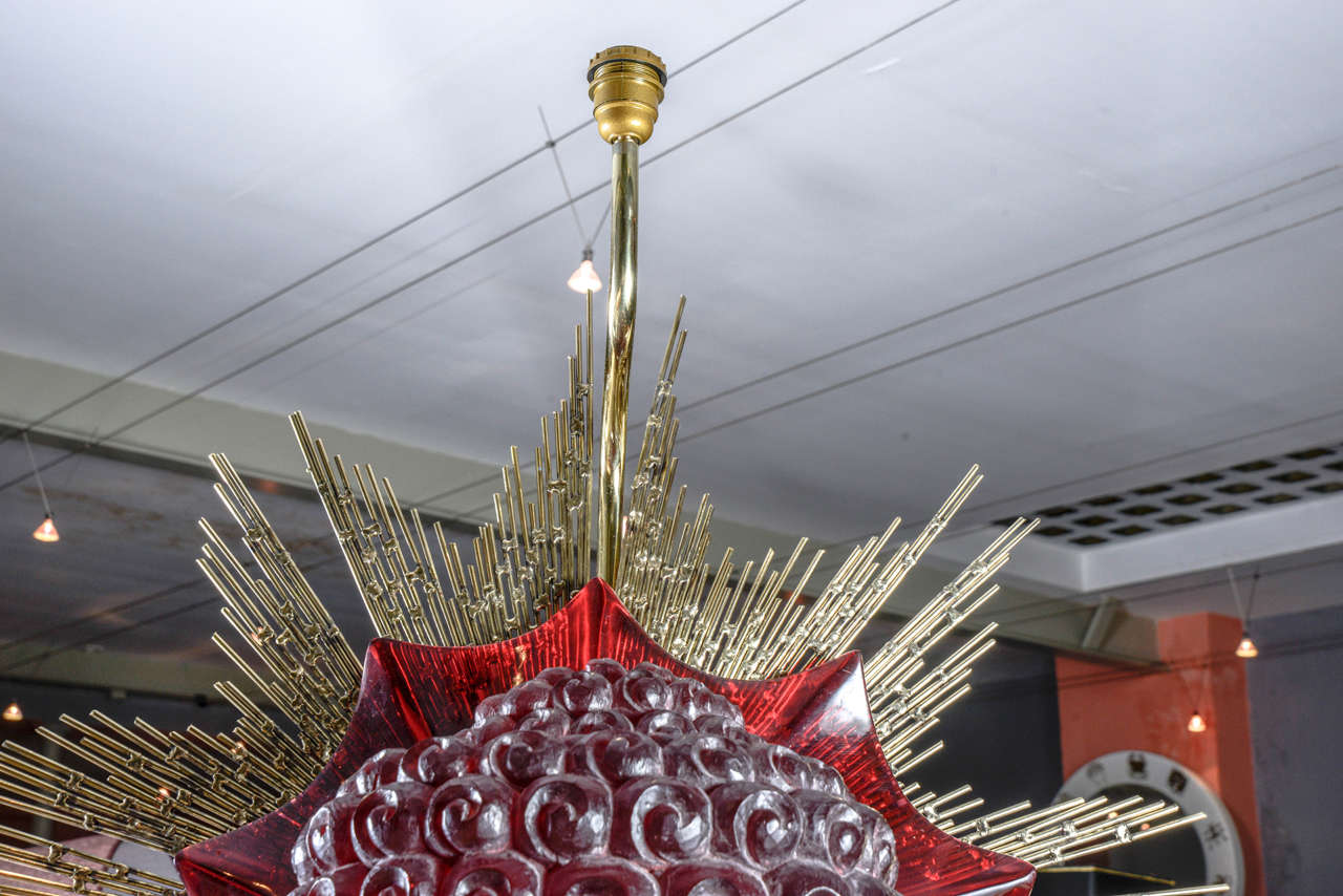 Große „Buddha“-Lampe aus Resine und Messing von Jacques Duval-Brasseur (Französisch) im Angebot