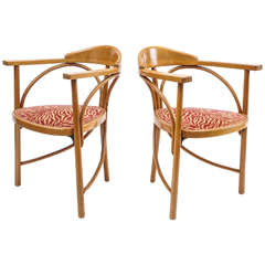Pair of Austrian Wooden Armchairs with Animal Motif