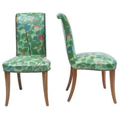Vintage Wonderful Vinyl Dining or Chairs in Chic Floral Print with Nailheads