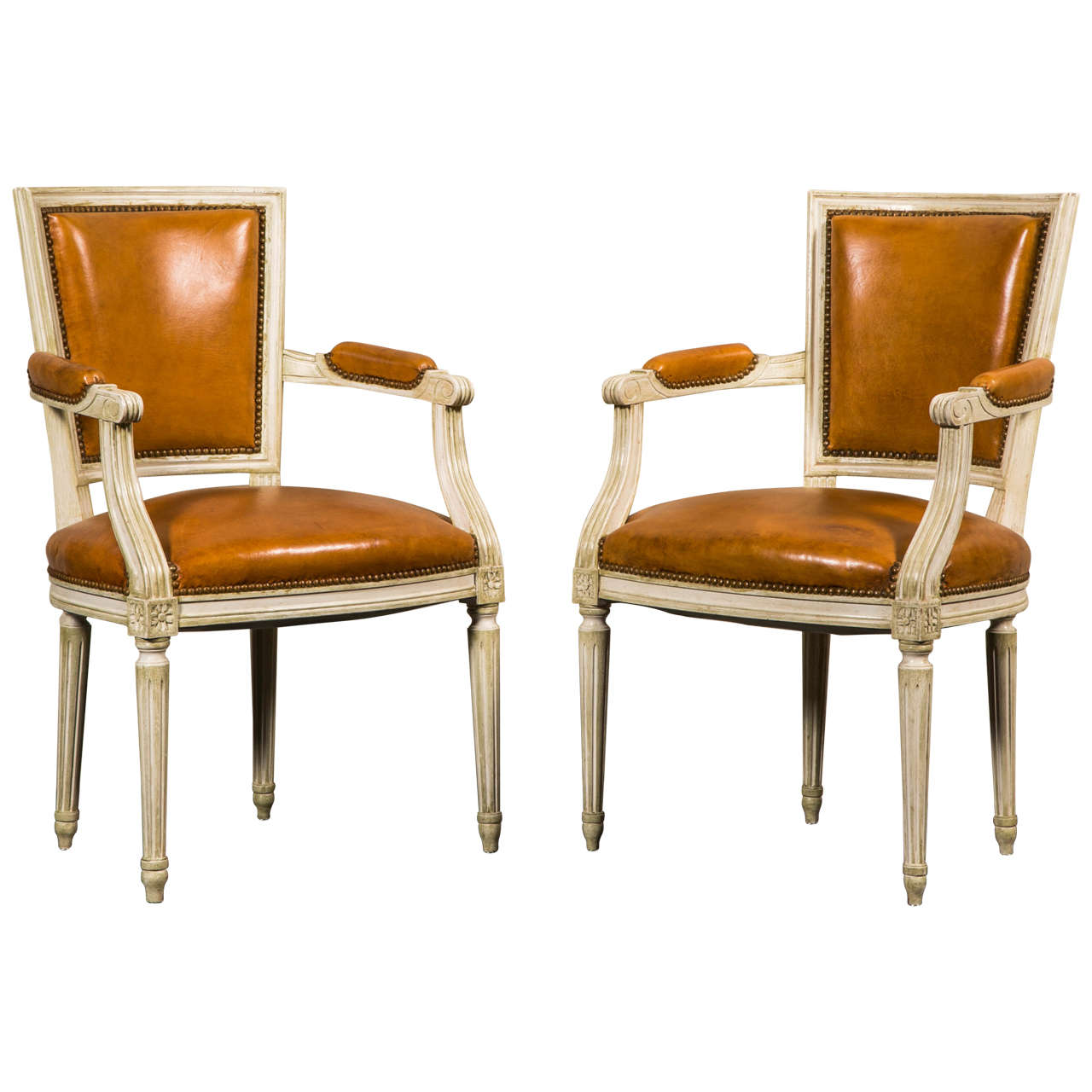 Pair of Cabriolets Armchairs in the Style of Louis XVI For Sale