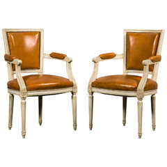 Pair of Cabriolets Armchairs in the Style of Louis XVI