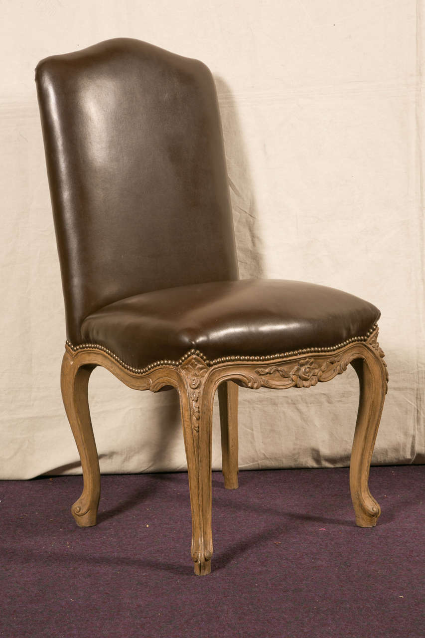 Wood Six Large Dining Chairs in the Style of Louis XV For Sale