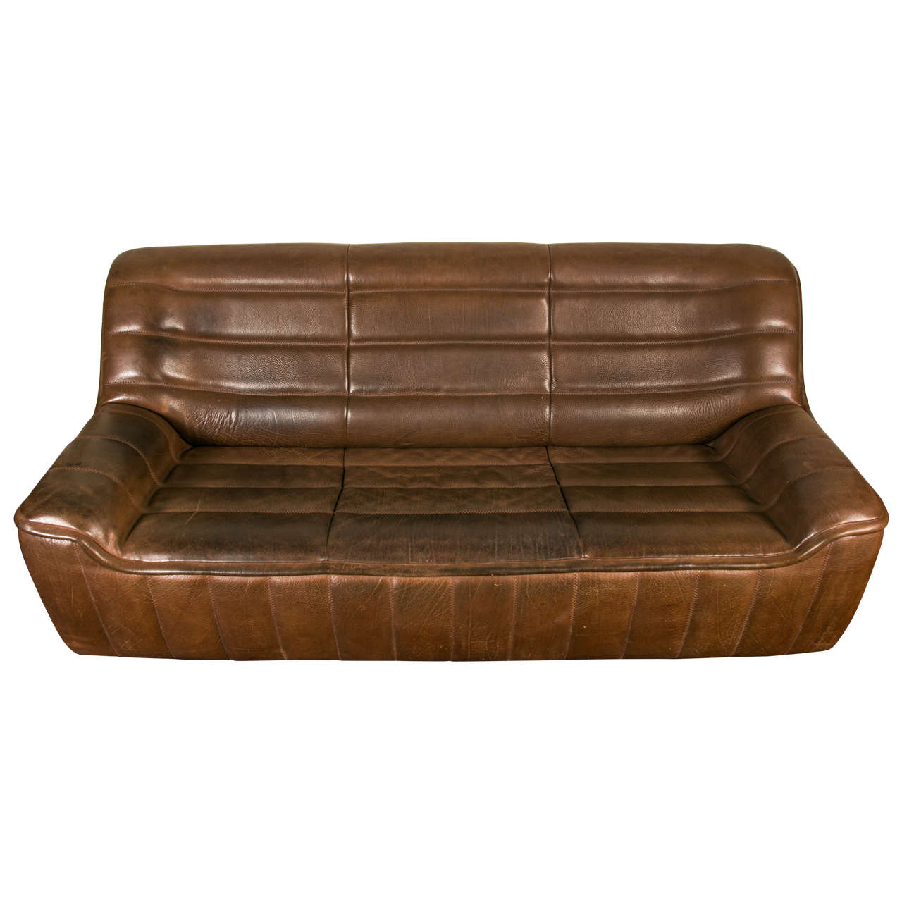 Thick Buffalo Leather Sofa by De Sede, 1970s For Sale