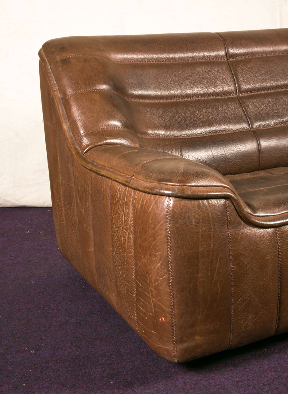 Late 20th Century Thick Buffalo Leather Sofa by De Sede, 1970s For Sale