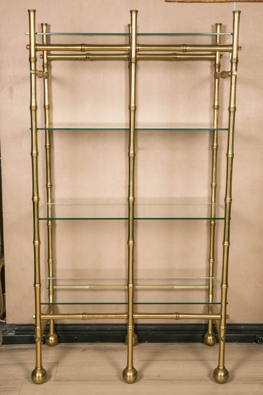 Rare Pair of 1950's Bronze Shelves imitating Bamboo 
Probably from Maison Bagues 
France circa 1950